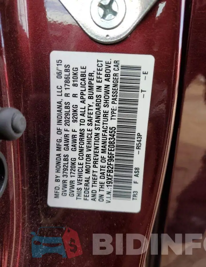 19XFB2F96FE083455 Photo# 12