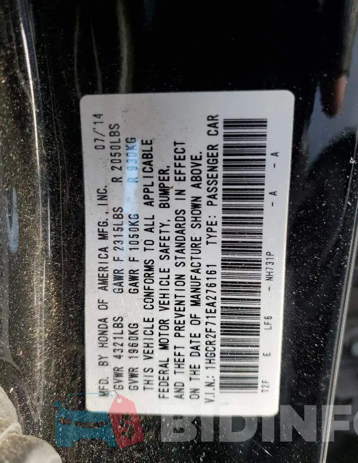 1HGCR2F71EA276161 Photo# 12