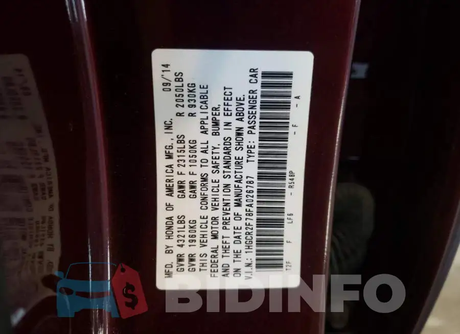 1HGCR2F78FA026787 Photo# 13