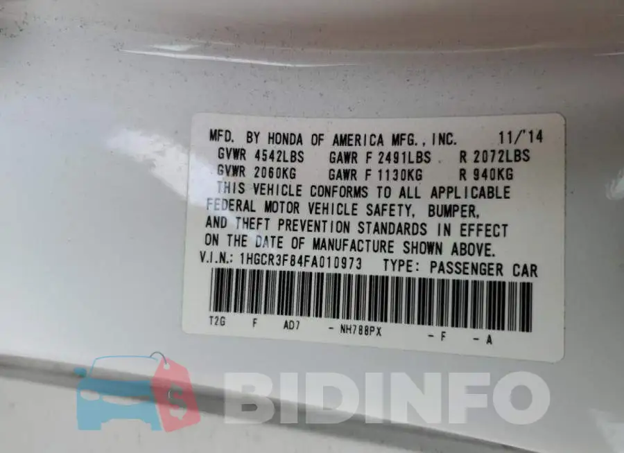 1HGCR3F84FA010973 Photo# 12