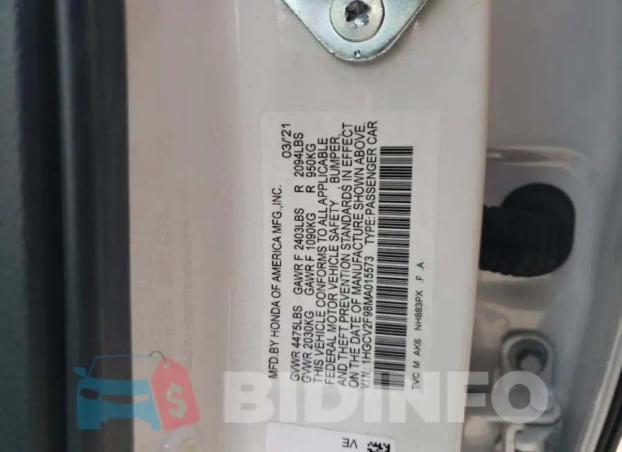 1HGCV2F98MA015573 Photo# 12