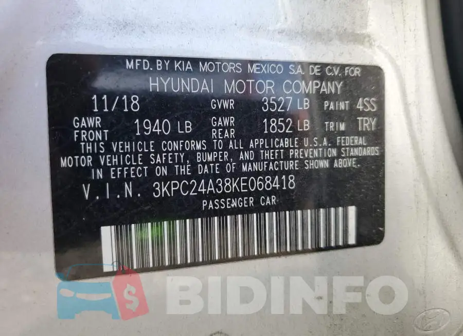3KPC24A38KE068418 Photo# 13