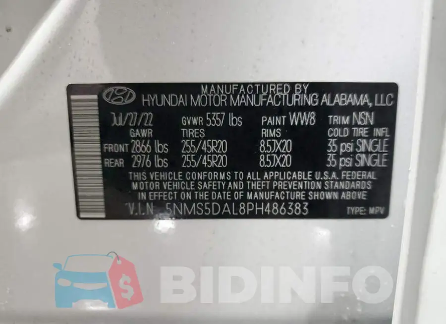 5NMS5DAL8PH486383 Photo# 13