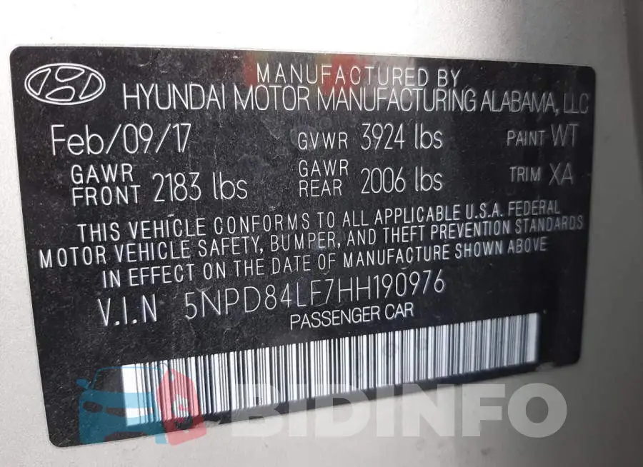 5NPD84LF7HH190976 Photo# 12