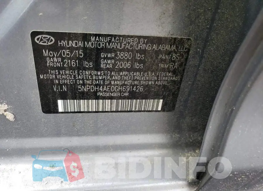 5NPDH4AE0GH691426 Photo# 12