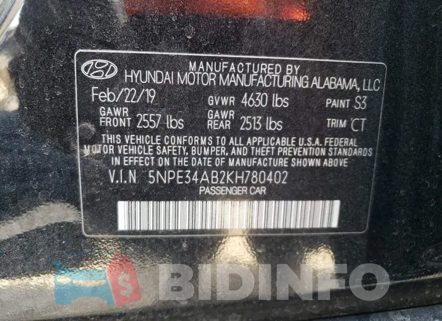 5NPE34AB2KH780402 Photo# 13