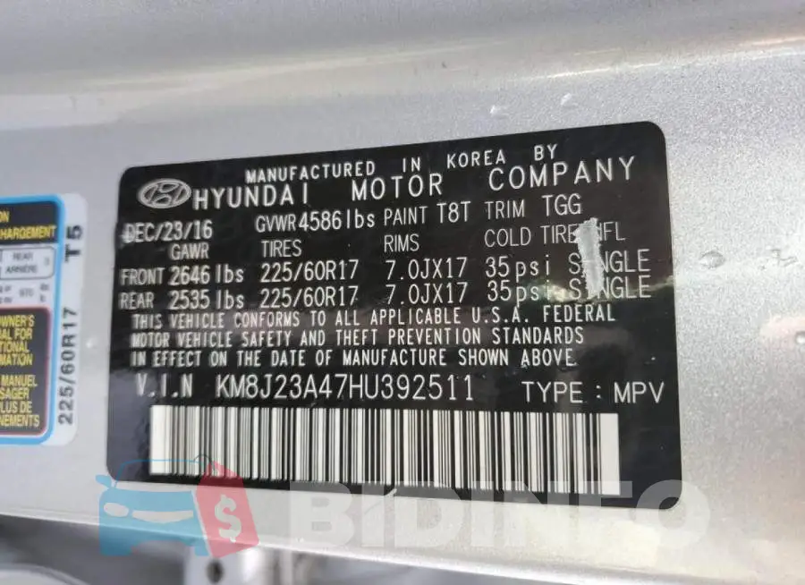KM8J23A47HU392511 Photo# 13