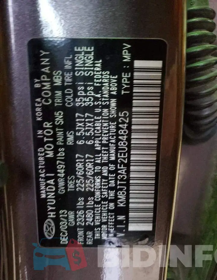KM8JT3AF2EU848425 Photo# 13