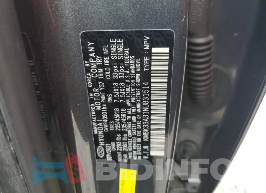 KM8K33A31NU831514 Photo# 12