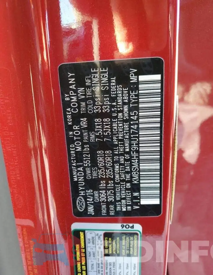 KM8SM4HF9HU174145 Photo# 12