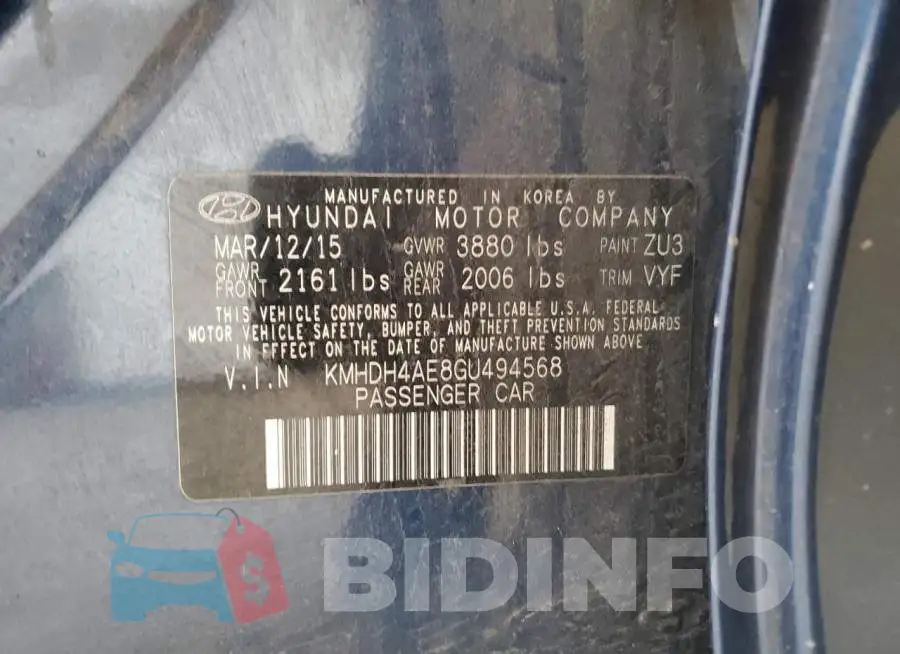 KMHDH4AE8GU494568 Photo# 12