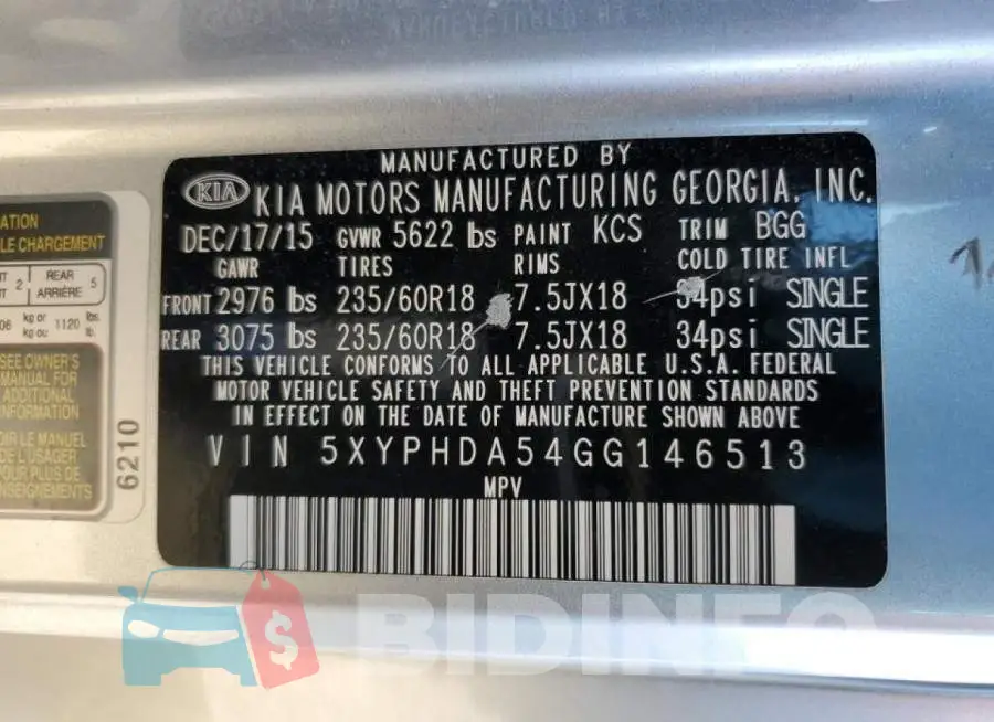 5XYPHDA54GG146513 Photo# 12
