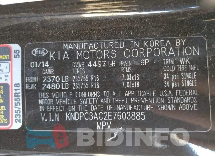 KNDPC3AC2E7603885 Photo# 13