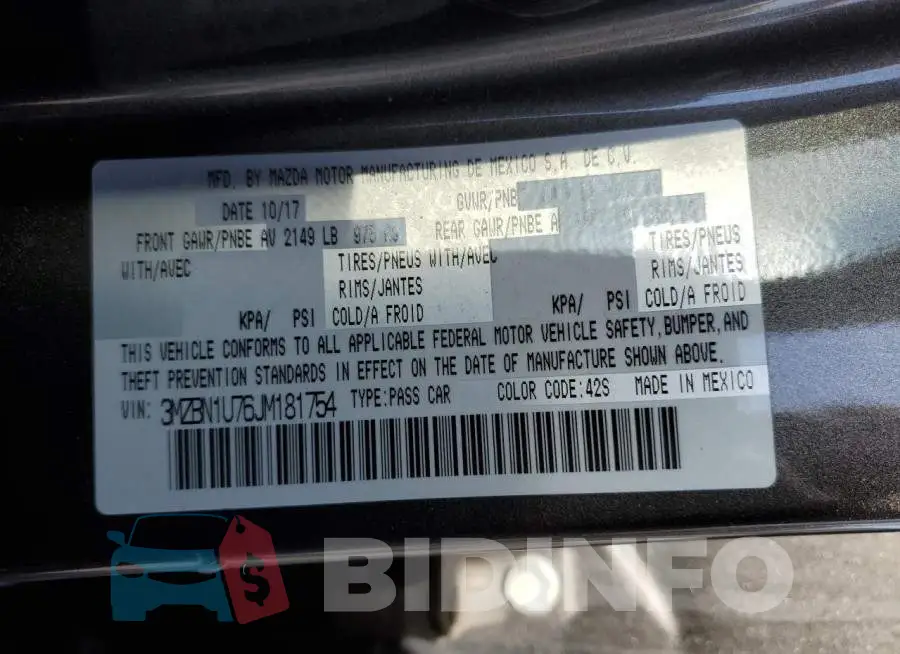 3MZBN1U76JM181754 Photo# 13