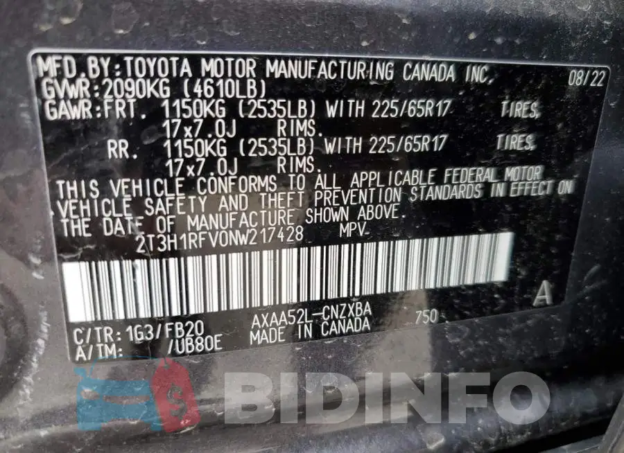 2T3H1RFV0NW217428 Photo# 12