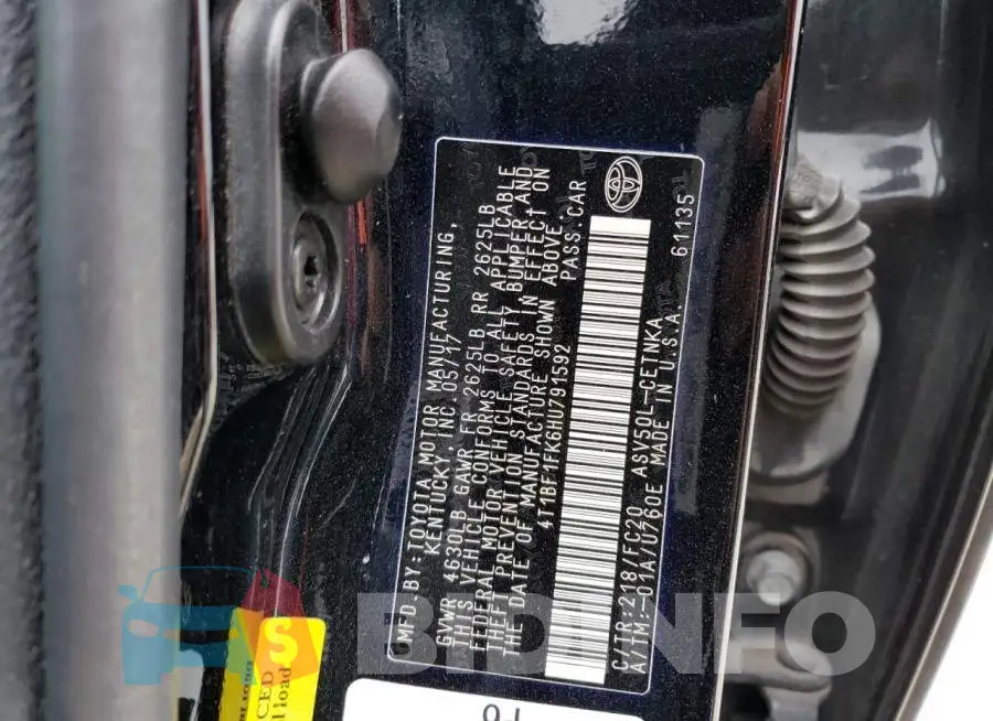 4T1BF1FK6HU791592 Photo# 13