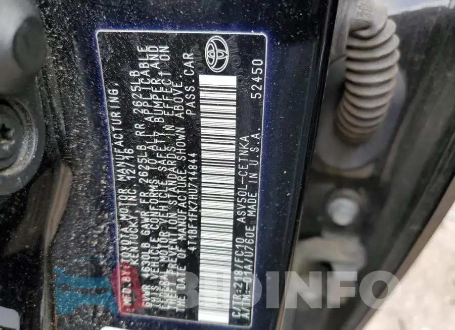 4T1BF1FK7HU714844 Photo# 12