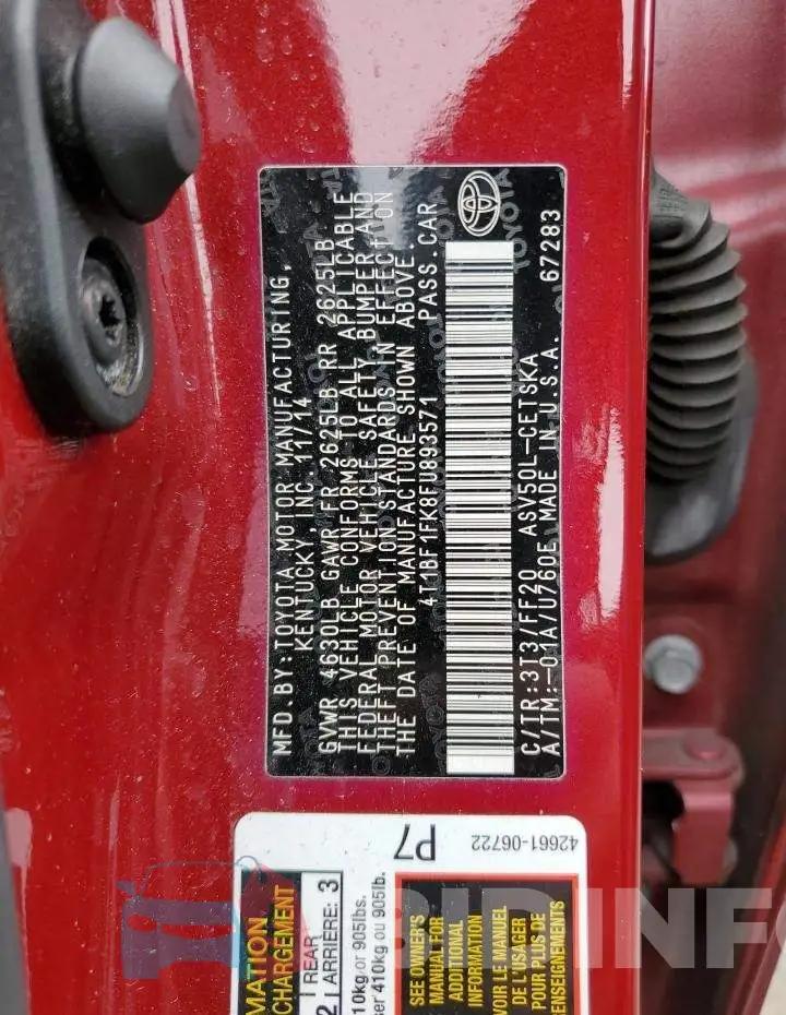 4T1BF1FK8FU893571 Photo# 12