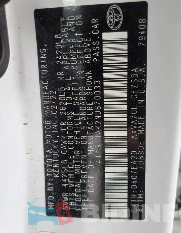 4T1G11AK2NU670033 Photo# 12