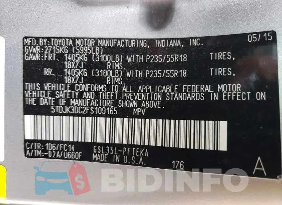 5TDJK3DC2FS109165 Photo# 13
