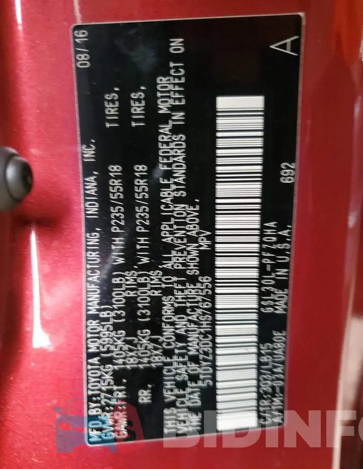 5TDYZ3DC1HS767556 Photo# 13