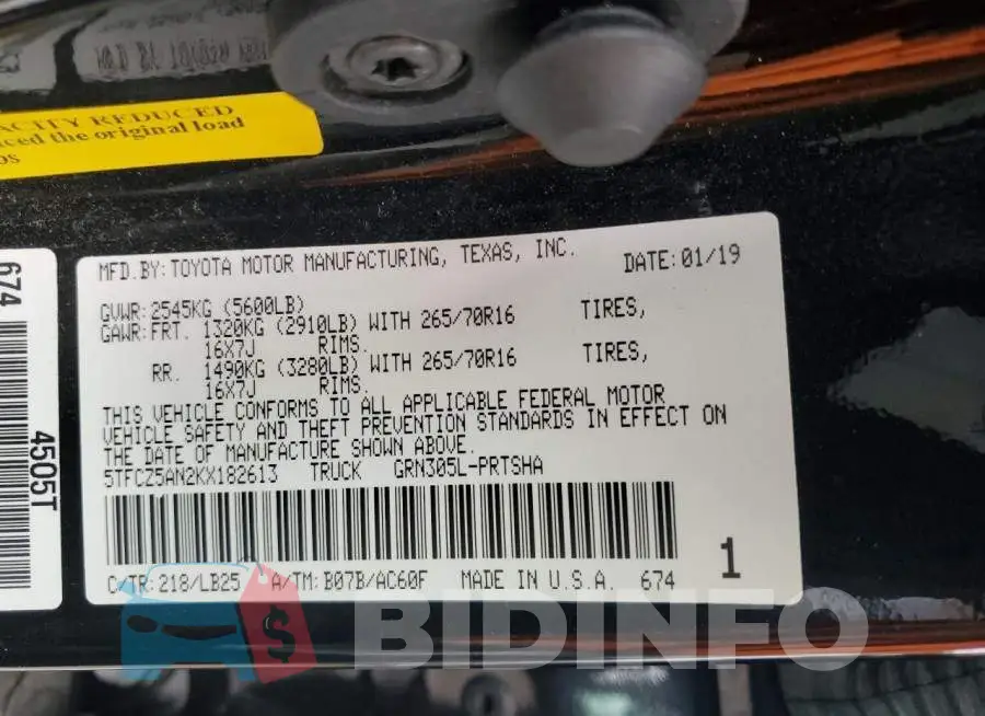 5TFCZ5AN2KX182613 Photo# 13