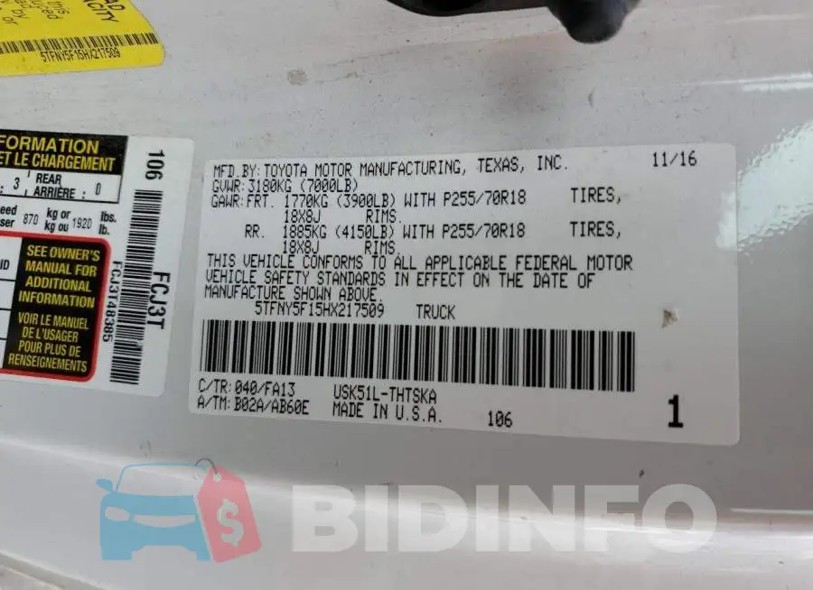 5TFNY5F15HX217509 Photo# 12