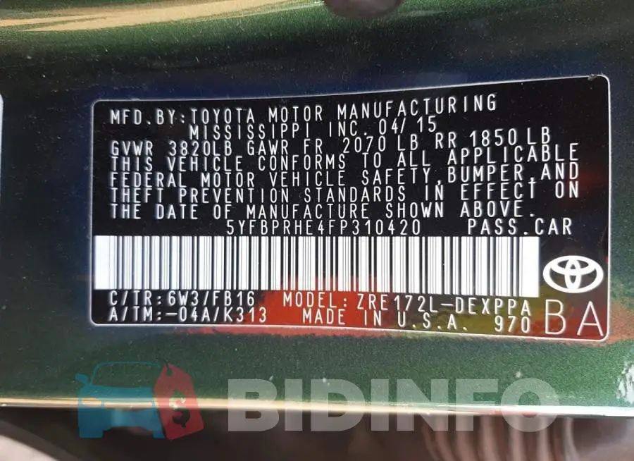 5YFBPRHE4FP310420 Photo# 12