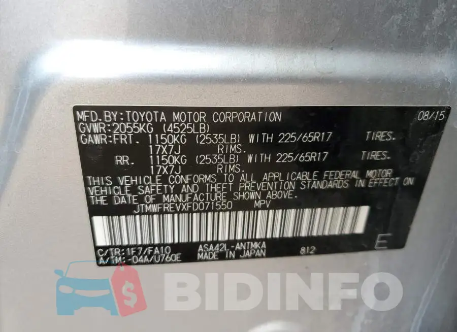 JTMWFREVXFD071550 Photo# 12