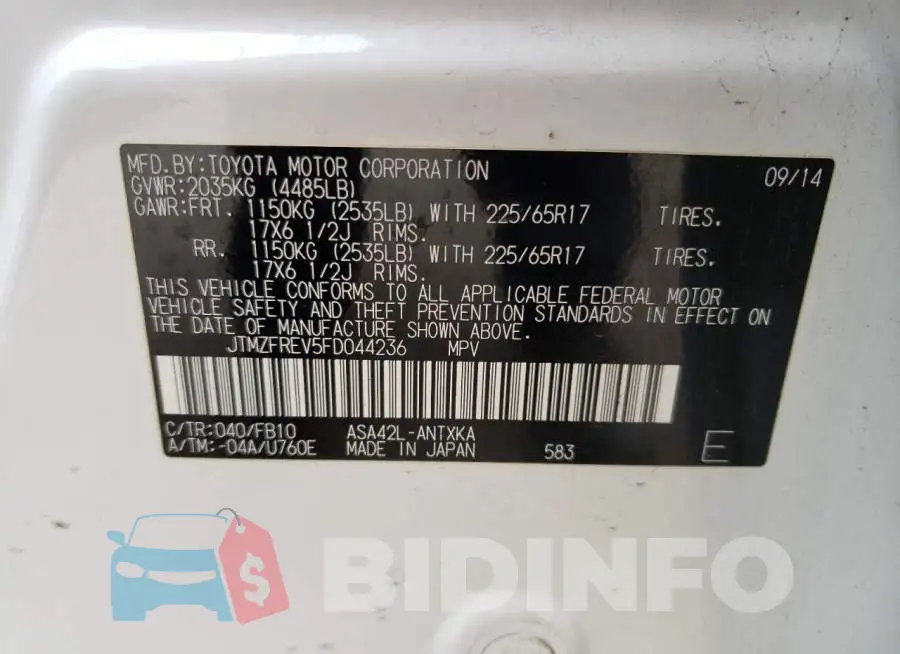JTMZFREV5FD044236 Photo# 13