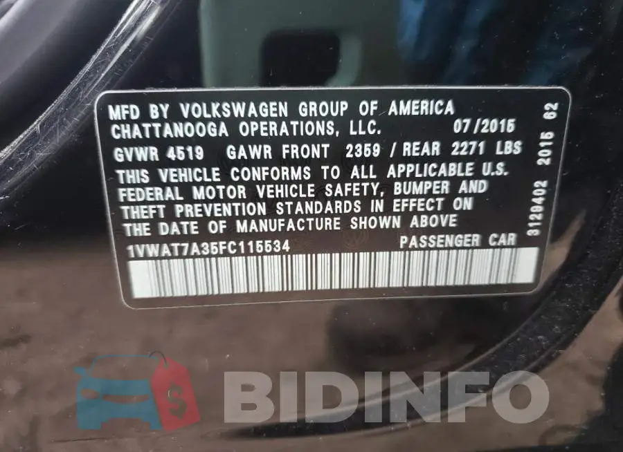 1VWAT7A35FC115534 Photo# 12