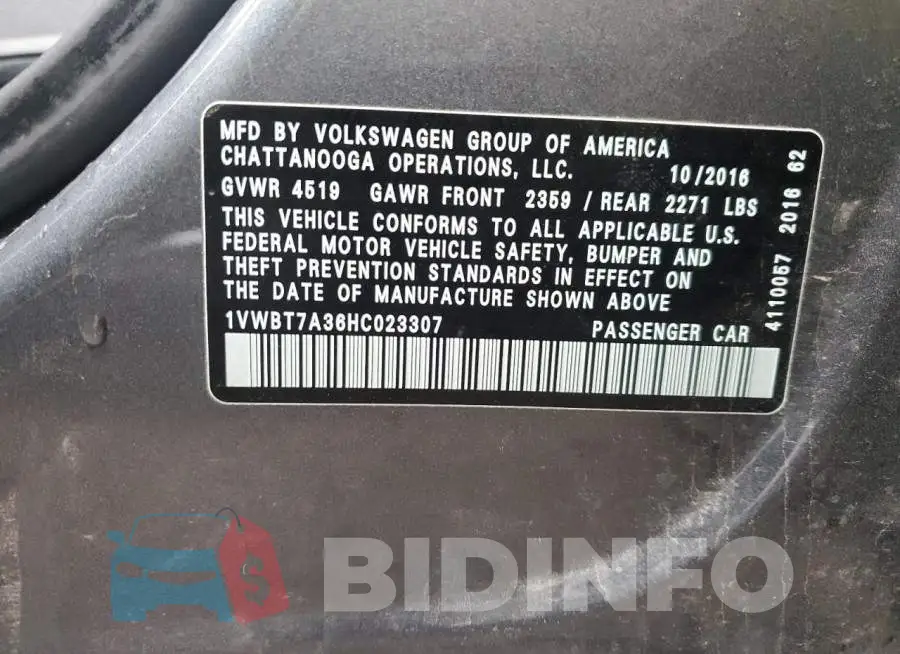 1VWBT7A36HC023307 Photo# 12