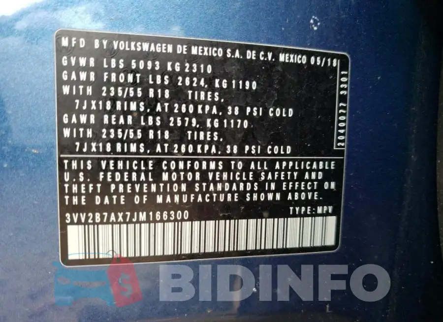 3VV2B7AX7JM166300 Photo# 13