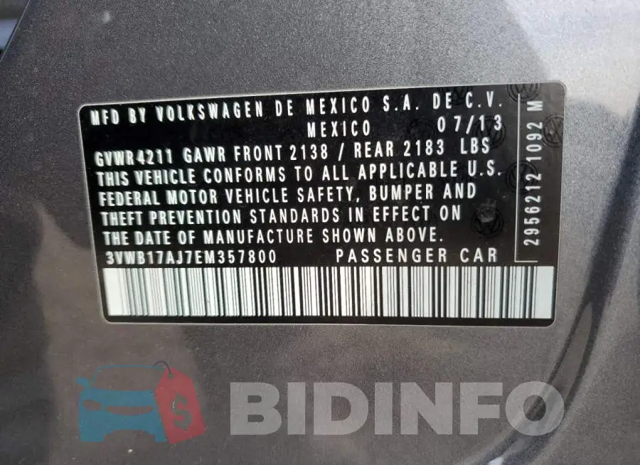 3VWB17AJ7EM357800 Photo# 12