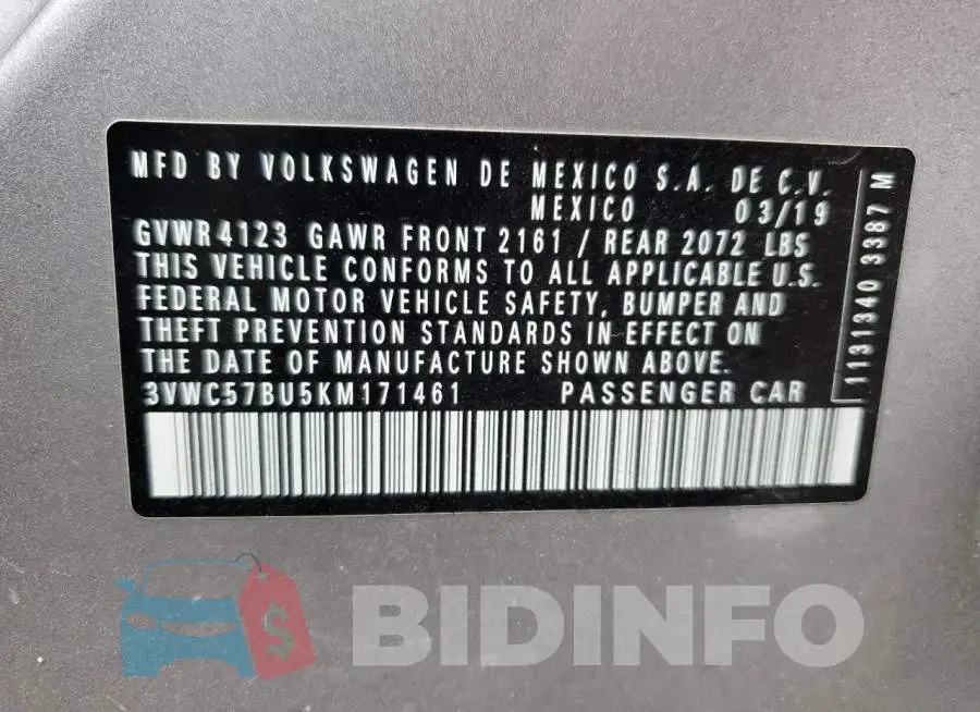 3VWC57BU5KM171461 Photo# 12