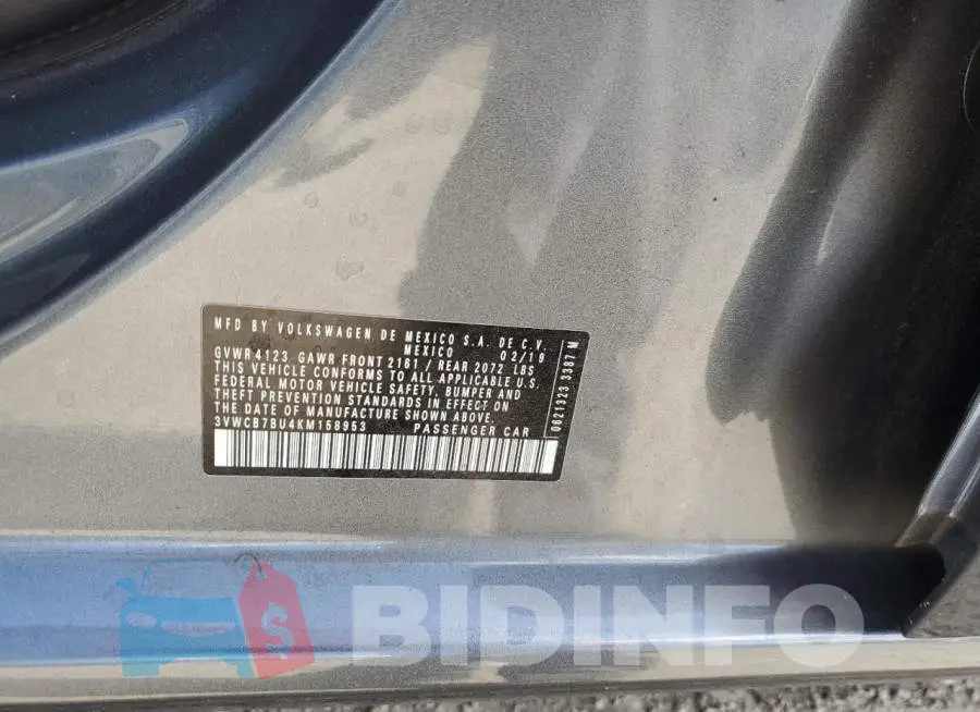 3VWCB7BU4KM158953 Photo# 12