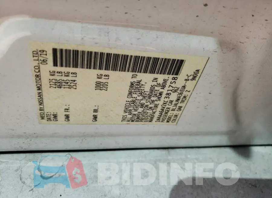 1N4AA6AV2KC381758 Photo# 12