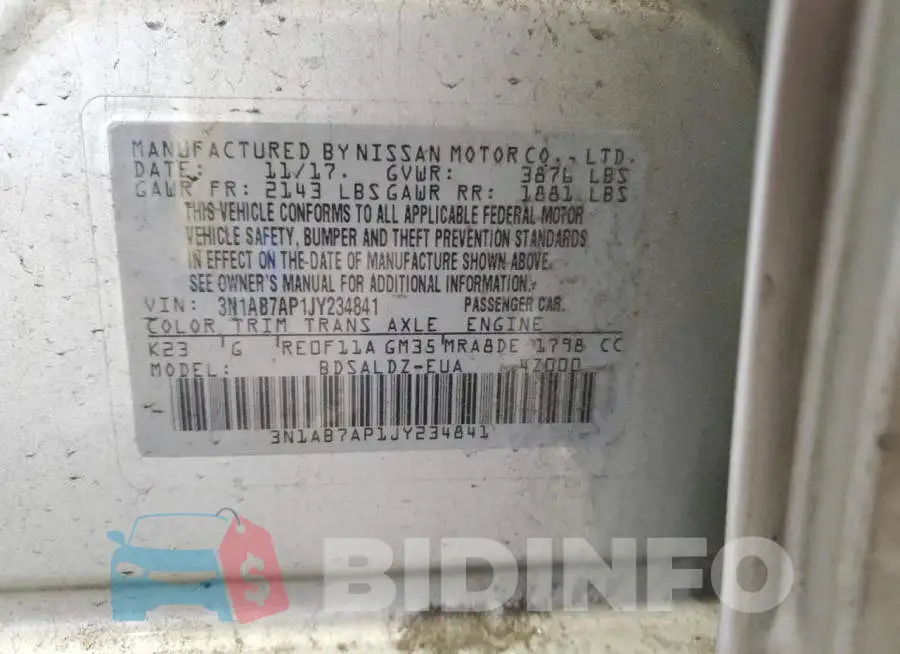 3N1AB7AP1JY234841 Photo# 12