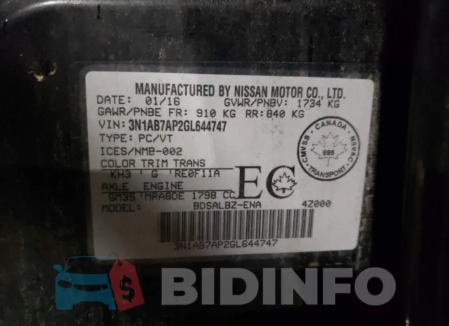 3N1AB7AP2GL644747 Photo# 12