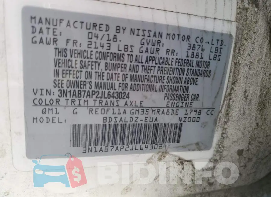 3N1AB7AP2JL643024 Photo# 12