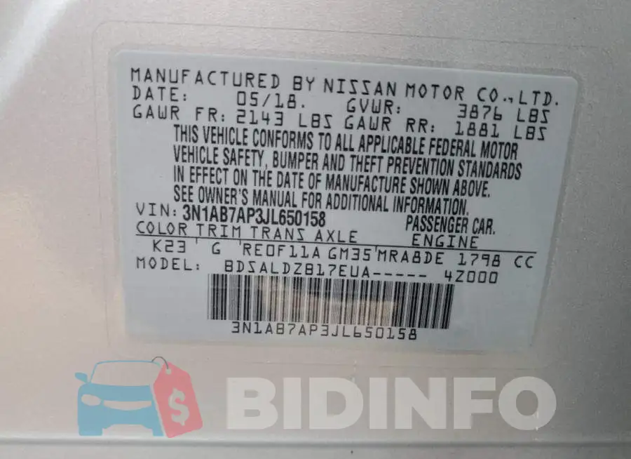 3N1AB7AP3JL650158 Photo# 12