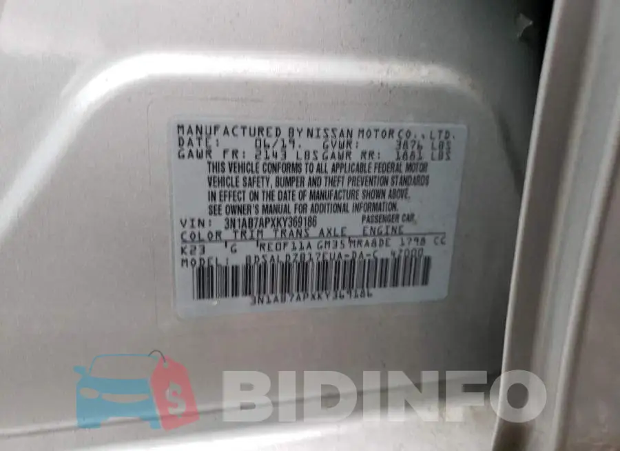 3N1AB7APXKY369186 Photo# 12