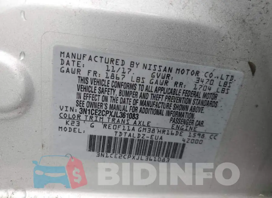 3N1CE2CPXJL361083 Photo# 12
