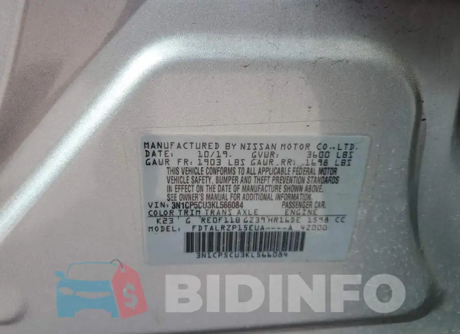 3N1CP5CU3KL566084 Photo# 13