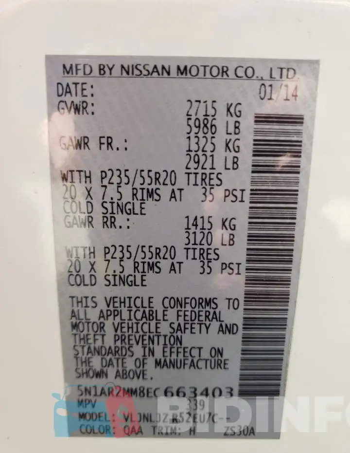 5N1AR2MM8EC663403 Photo# 14
