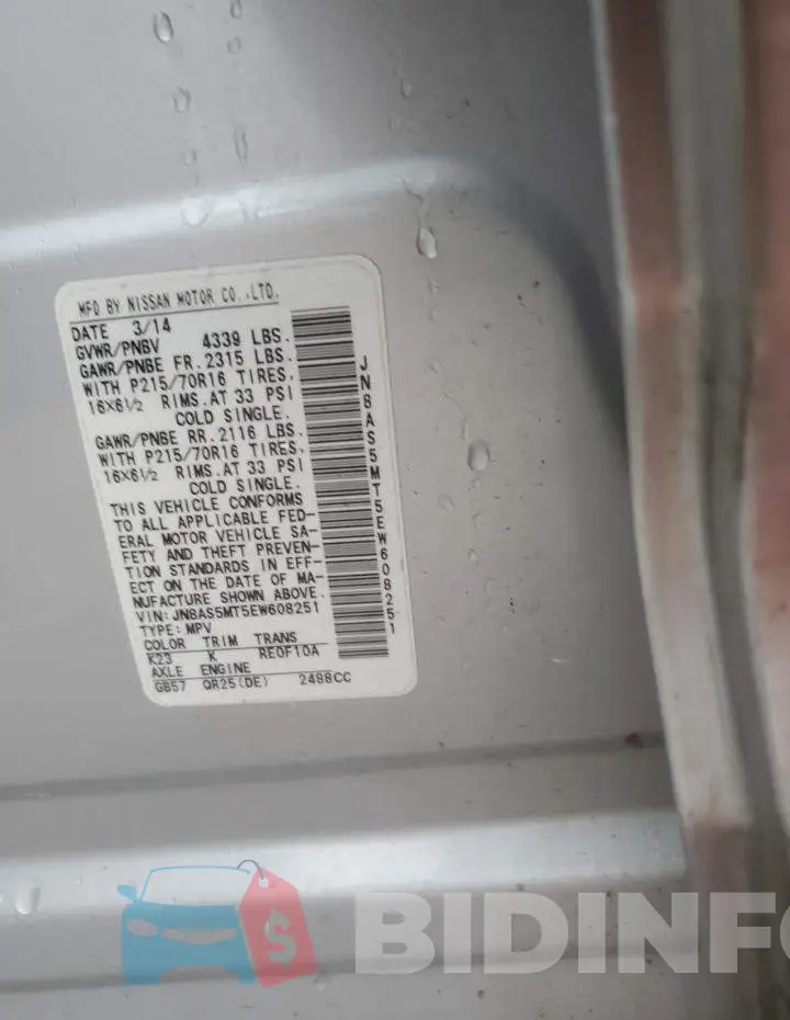 JN8AS5MT5EW608251 Photo# 13
