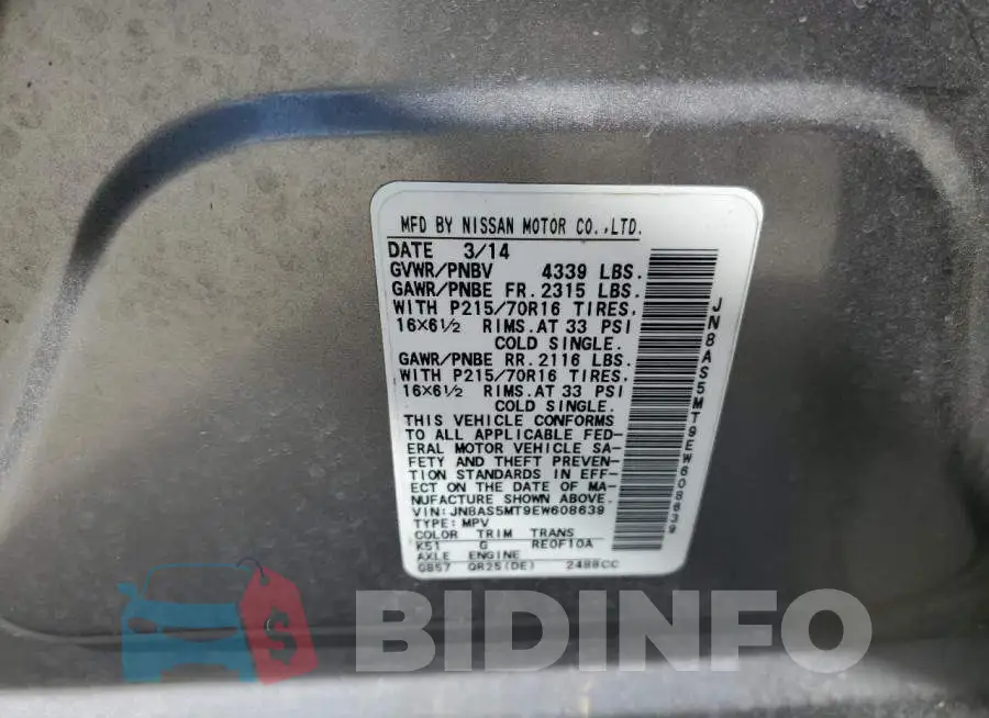 JN8AS5MT9EW608639 Photo# 13