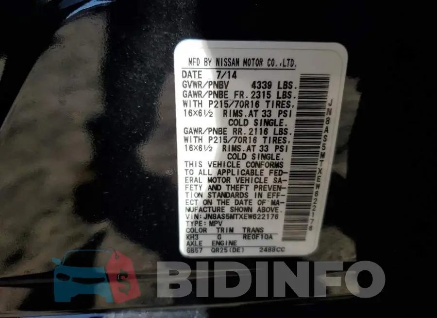 JN8AS5MTXEW622176 Photo# 12