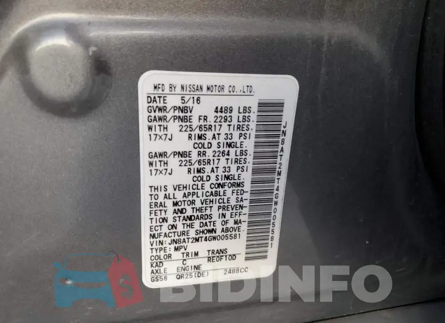 JN8AT2MT4GW005581 Photo# 13