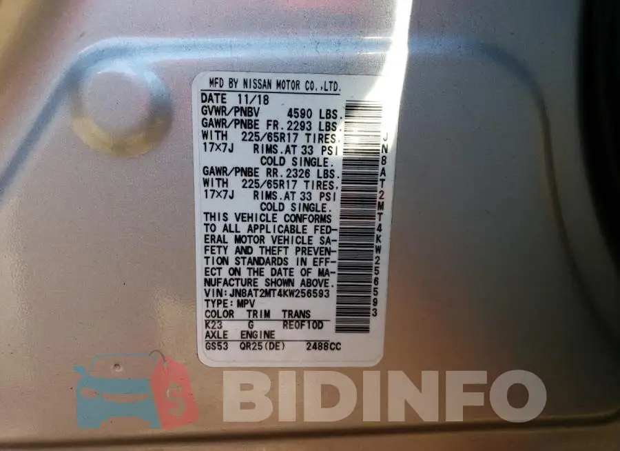 JN8AT2MT4KW256593 Photo# 13